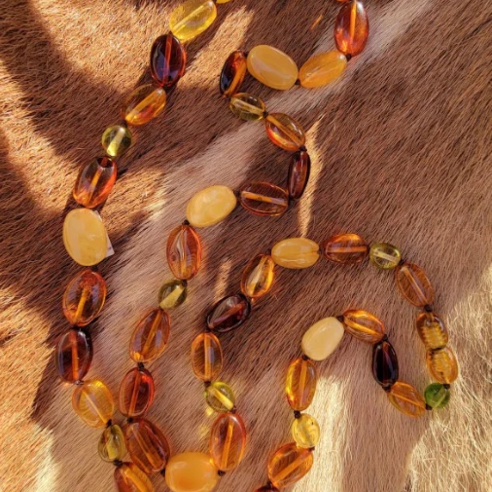 Baltic Sea Multi-Amber Fossil Necklace - New